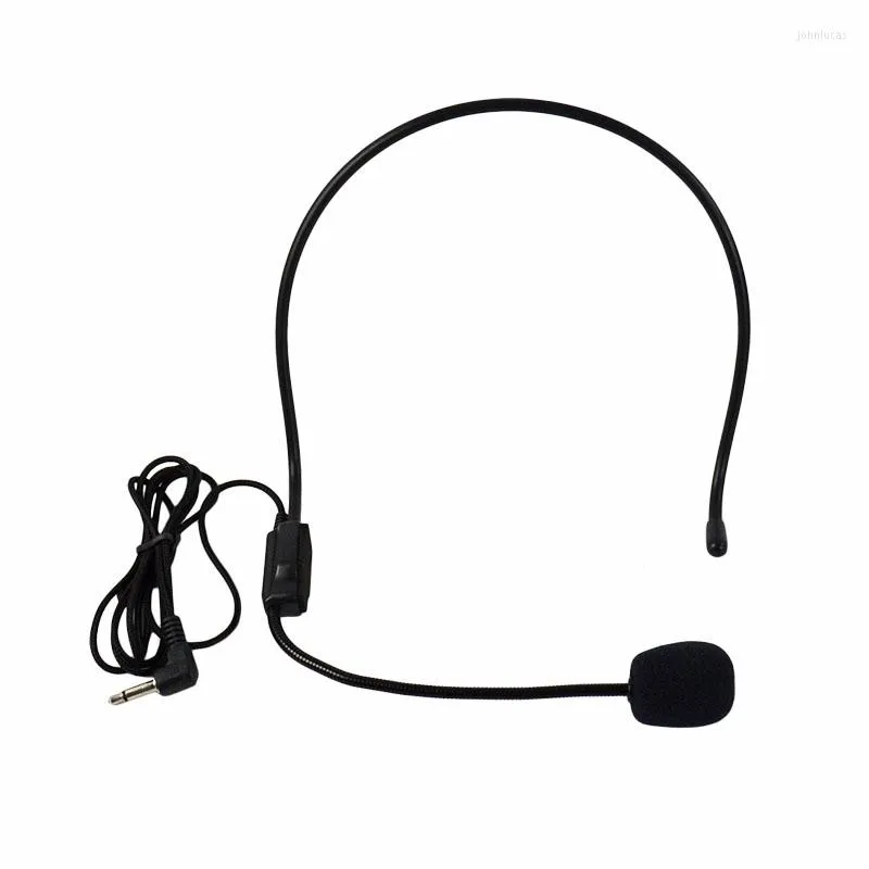 Microphones 100cm FM Wired Microphone Headset Black For Voice Speaker High Quality Clear Sound 3.5mm Jack