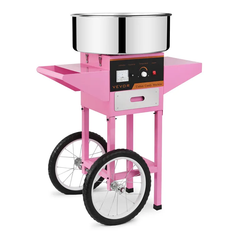 2022 110v 220v pamuk şeker makinesi Gıda İşleme Ekipmanları İyi görünüm İki tekerlekli mini taşıması kolay