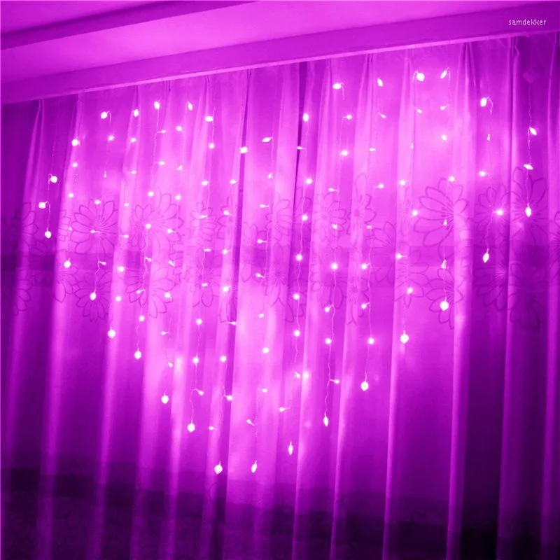 Strings 2 1.5M Heart-Shaped LED 8 Modes Curtain String Lights Pink Holiday Lighting Window Home Birthday Party Wedding Decorations