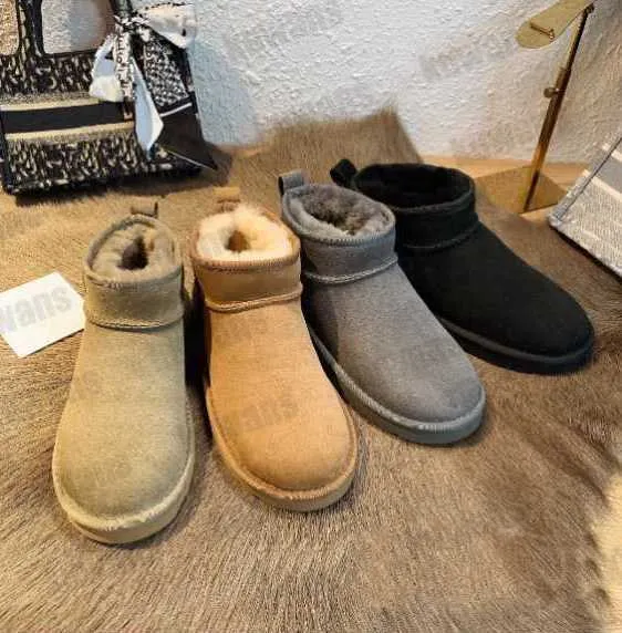 Laarzen dames klassiek ultra mini laars platform kastanje sneeuw mat fur suede schapenvacht wol comfort winter herfst ontwerper enkel laarsjesuGg dgfhr2