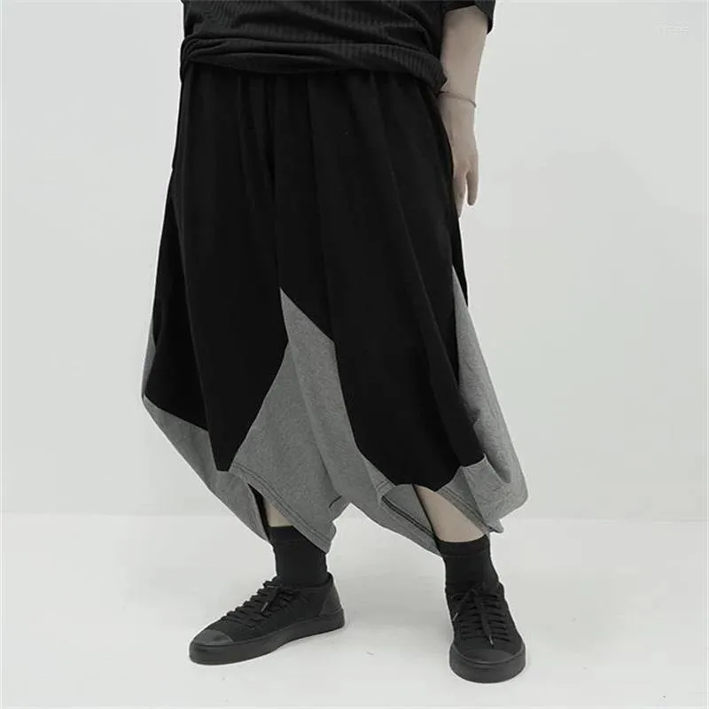 Men's Pants Men's Loose Casual Crotch Large Couple's Black Fashion Trend Summer Personalized Neutral Splicing