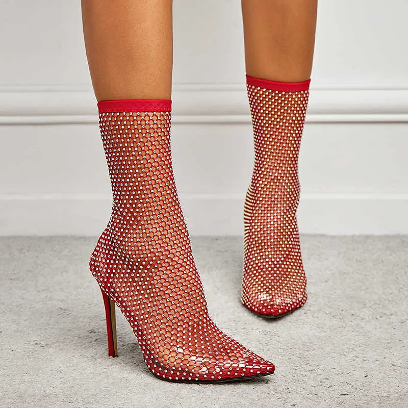 High Sandals 2022 Nya dragkedja Rhinestones Kvinnor klackar mode sommar sexiga damer pumpar skor chaussure femme t221209 360