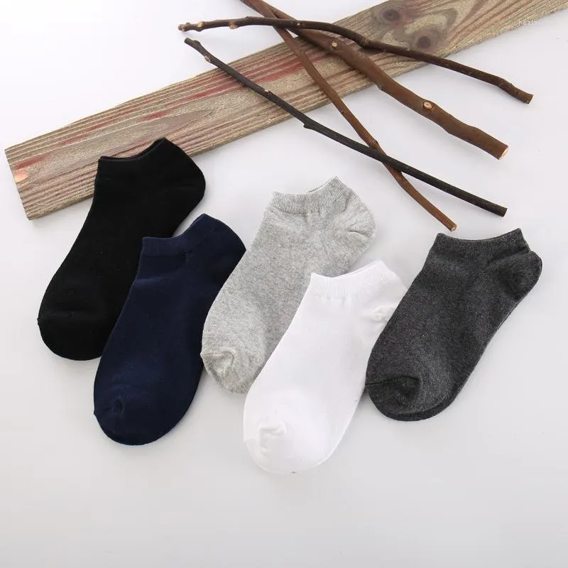 Herrensocken, 5 Paare/Los, Baumwolle, knöchelkurz, Sommer, kühl, niedrig geschnitten, modisch, weiß, Boot, atmungsaktiv, unsichtbar