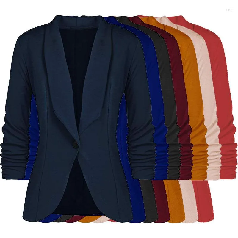 Trajes de mujer 2022 bufanda cuello manga larga cintura alta un solo botón primavera y otoño Oficina señora Blazer traje femenino U453