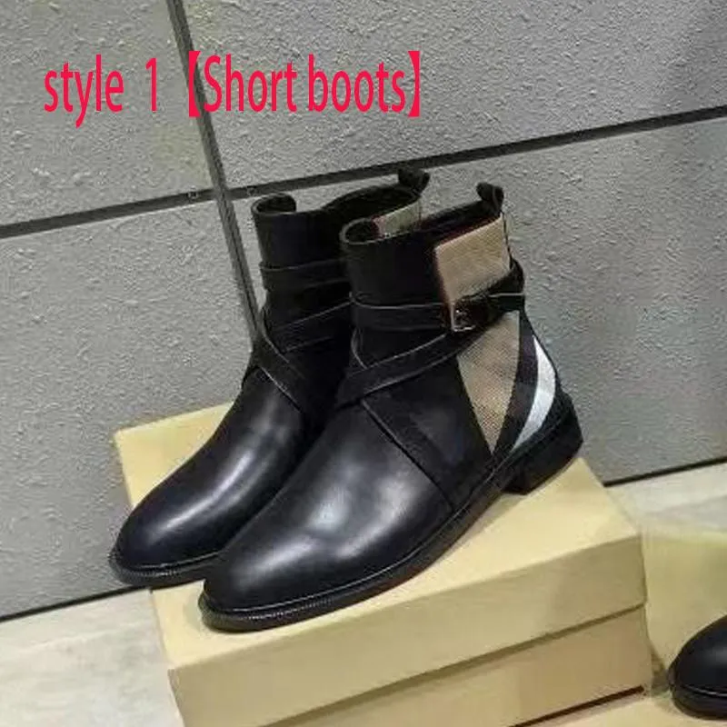 Autumn winter Short boots woman cowhide Metal Belt buckle designer shoe Tall barrel long boot 100% Leather lady fashion cloth women shoes Large size 35-41-42 With box