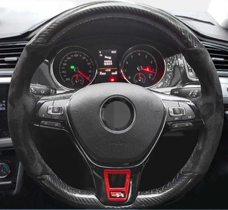 Customized Car Steering Wheel Cover Hand Sewing Suede Carbon Fiber For Volkswagen VW Golf 7 Mk7 New Polo Jetta Passat B8 Tiguan