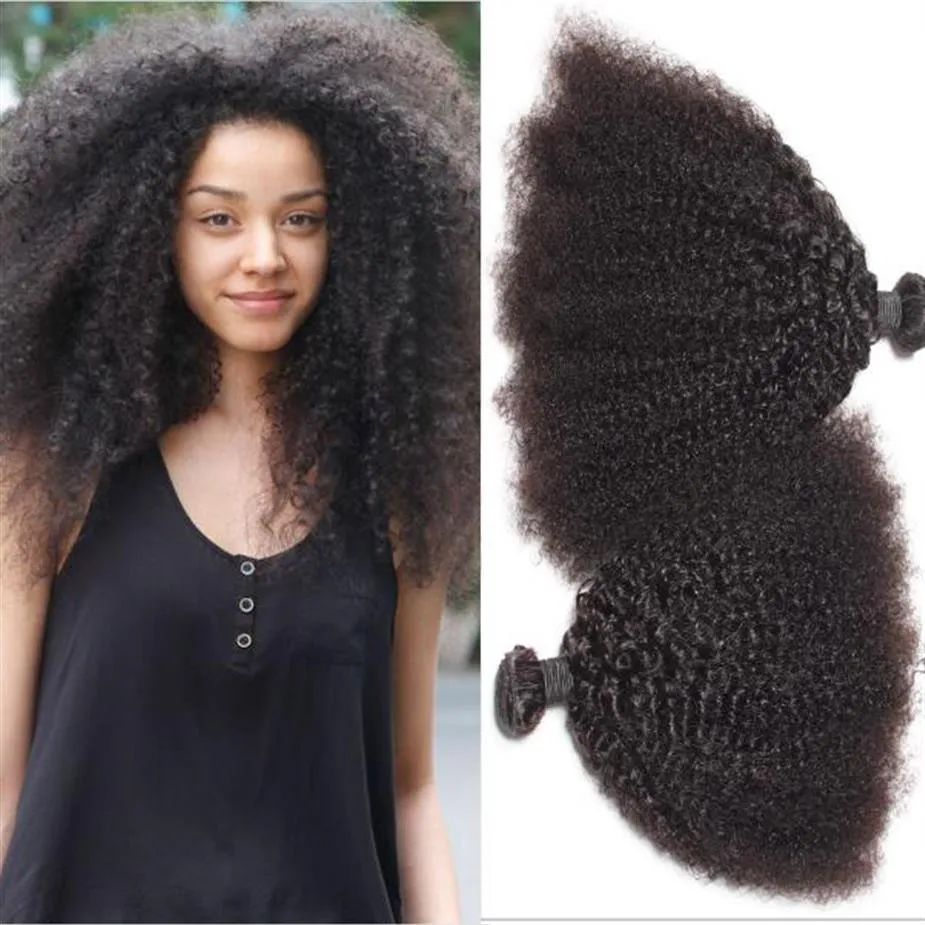Mongolian Afro Kinky Curly Virgin Hair Kinky Curly Hairaves Extensión de cabello humano Color natural Lefts Dyedable253k