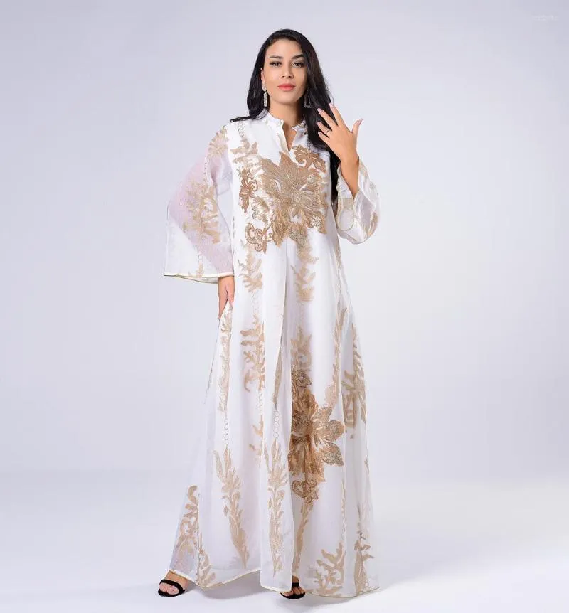 Ethnic Clothing Mellanöstern Abaya Sparkle Sequins broderi Dubai Jalabiya Long Sleeves Modest Hijab Kaftan Arabiska muslimska Turkiet klänningar