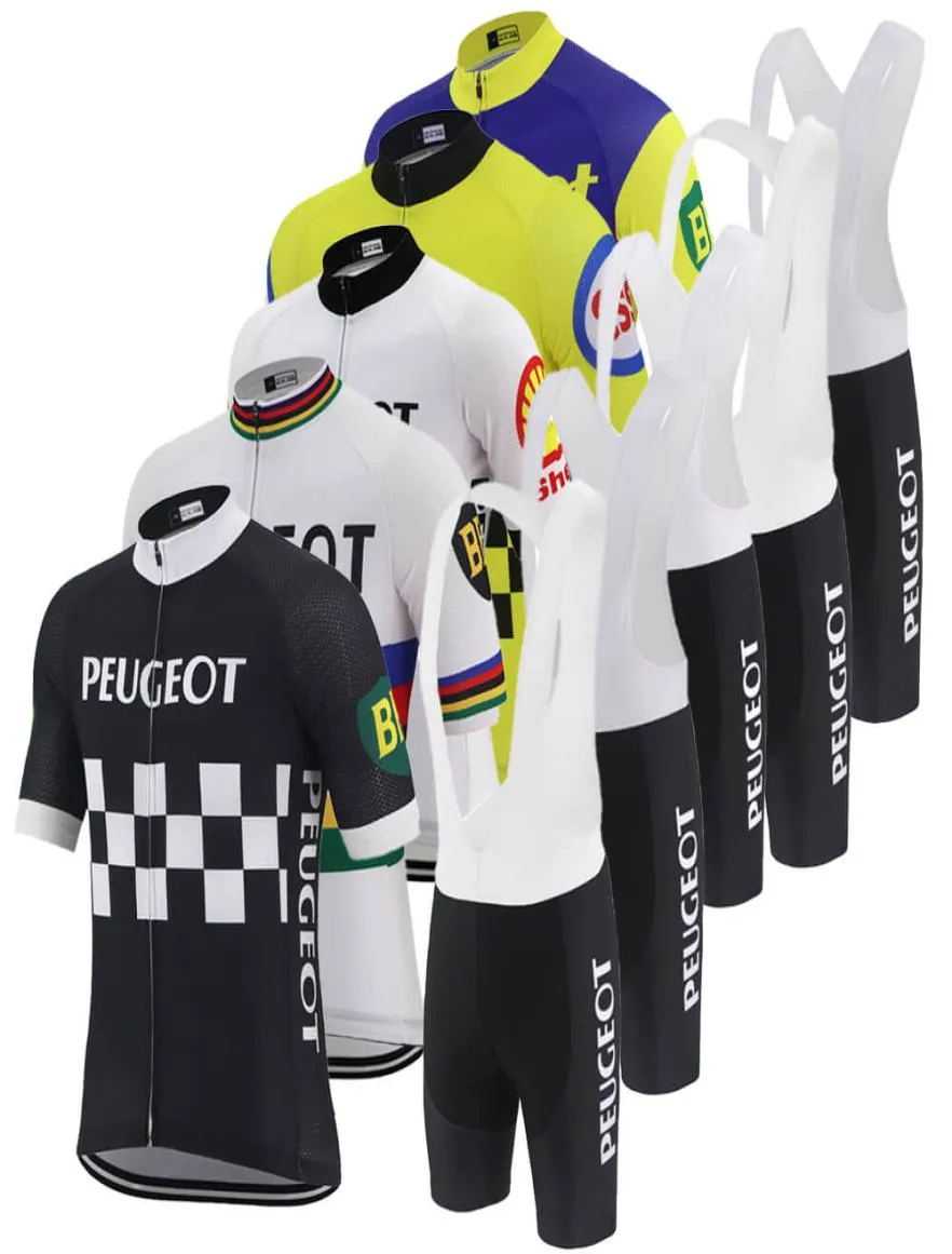 Classic pro team cycling jersey set men summer short sleeve road racing cycling jersey black retro bib shorts bicycle jersey bik8035715