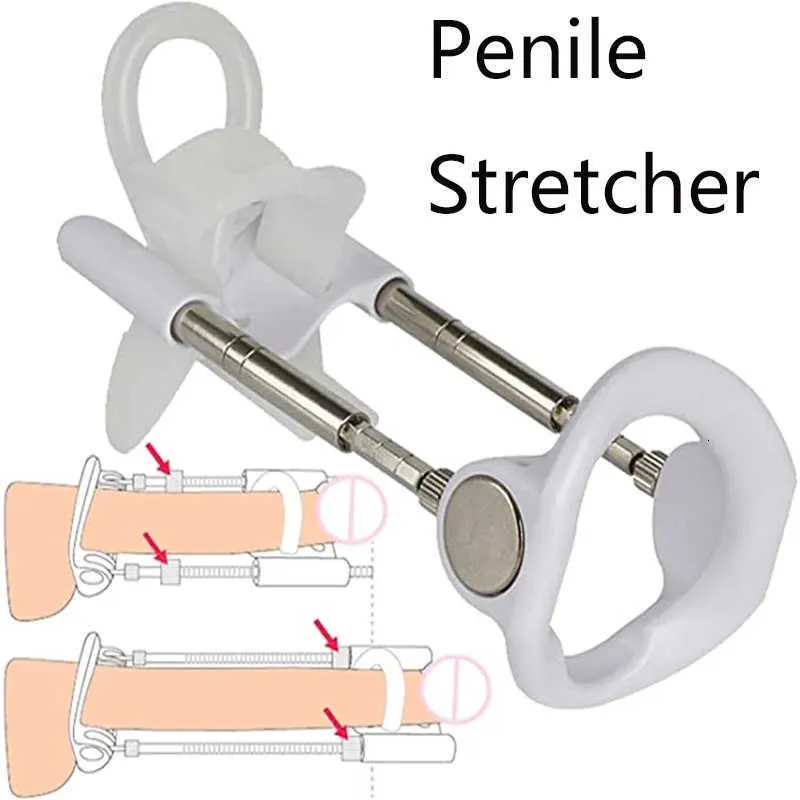 Men Penis Stretcher, Adult Wearable Penis Extender Stretcher for Home White  Silver
