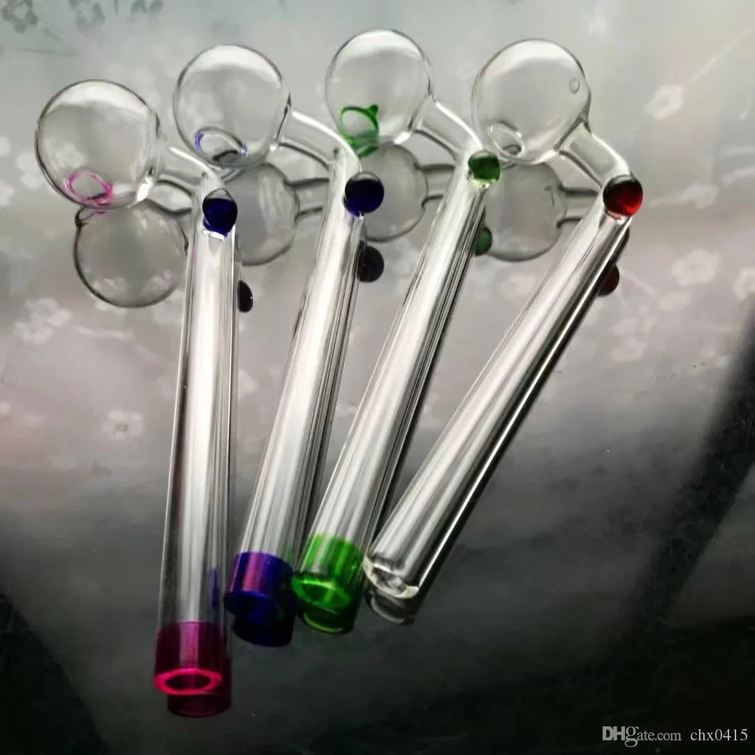 Padella curva lunga a doppio colore Bong di vetro all'ingrosso Tubi di acqua per olio Fumo di tubi di vetro