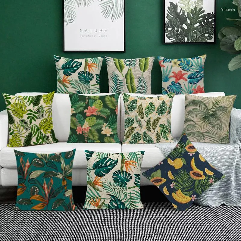 Cobertura tropical de travesseiro 45 linho de algodão personalizado para sofá sala de estar decorativa kussenhoes decoração de casa moderna
