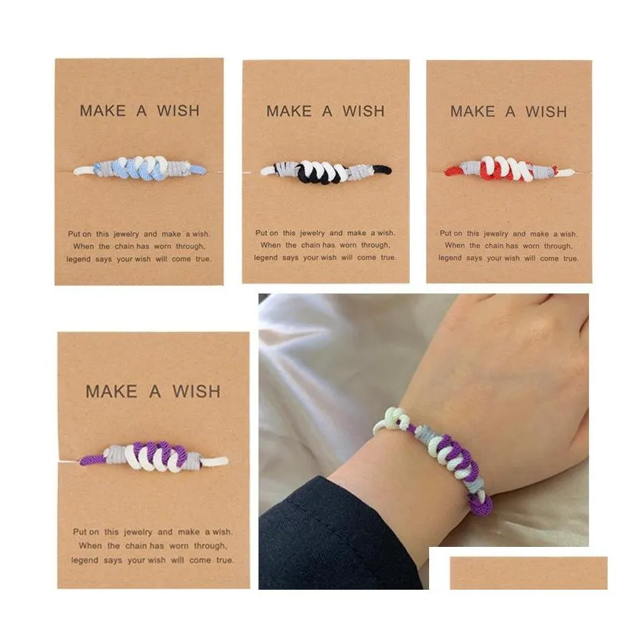 Id Identification Braided Rope Bracelets For Women Twotone Rolled Together Charm Bracelet Original Design Jewelry Friends Gift Drop Dhqiy