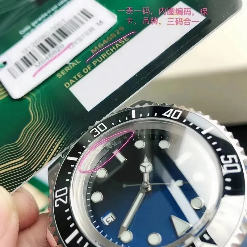 2023 Relógio de luxo Rolaxes Clean 4 tipos Clean Factory Mens 3135 Deep Bezel SEA-Dweller mostrador preto safira aço inoxidável com fecho de bloqueio Relógios L