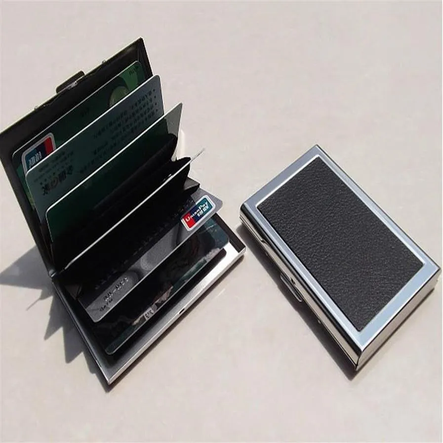 Business ID Credit Card Wallet Holder Leather Stainless Steel Metal Case Box Sell Cool Card Holders C0895238A