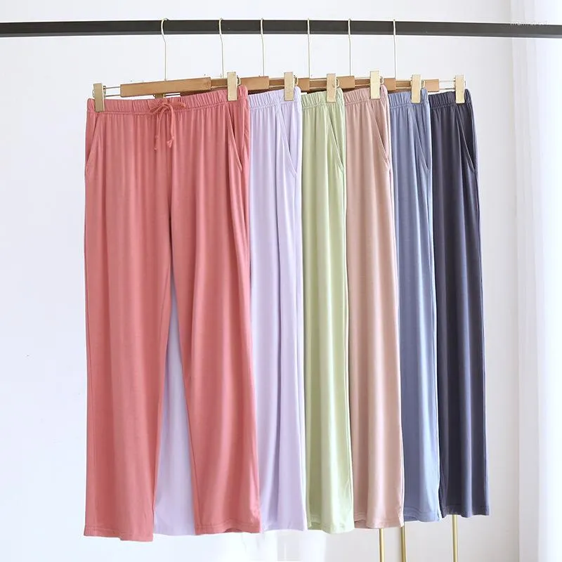 Damska odzież sutowa 2022 Kobiety stały kolor wygodny oddychający bawełniany bawełniany spodnie domowe luźne piżamę elastyczne talia snu zużycie