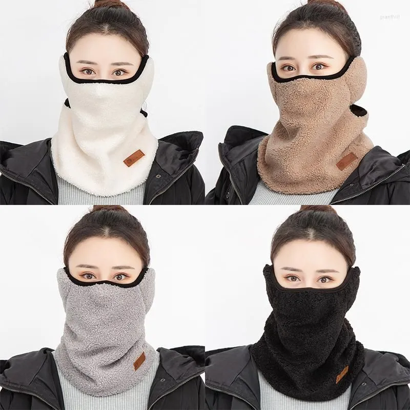 Halsdukar höst vinter fleece varm 3 i 1 halsdukmask öron muffar kausal utomhus