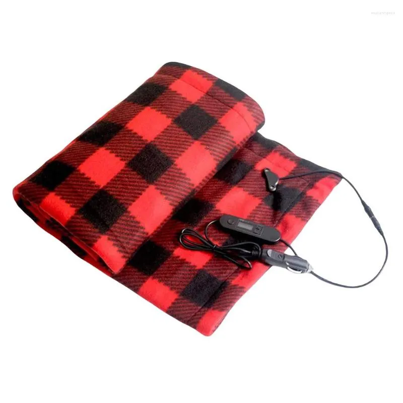 Blankets Car 12V Digital Display Heating Blanket Camping Emergency Adjustable Plush Breathable Electric Warming Mat Automotive Accessory