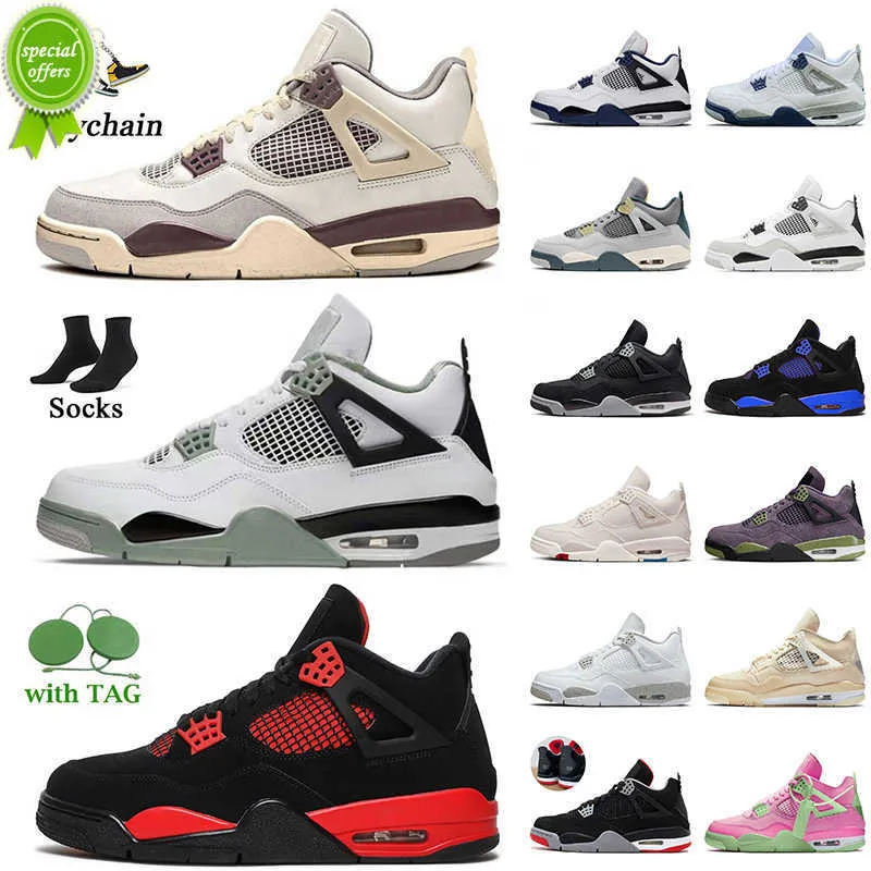 2023 Nouveau Avec Chaussettes 2022 Jumpman 4 Midnight Navy Seafoam 4s Chaussures De Basket Ball 