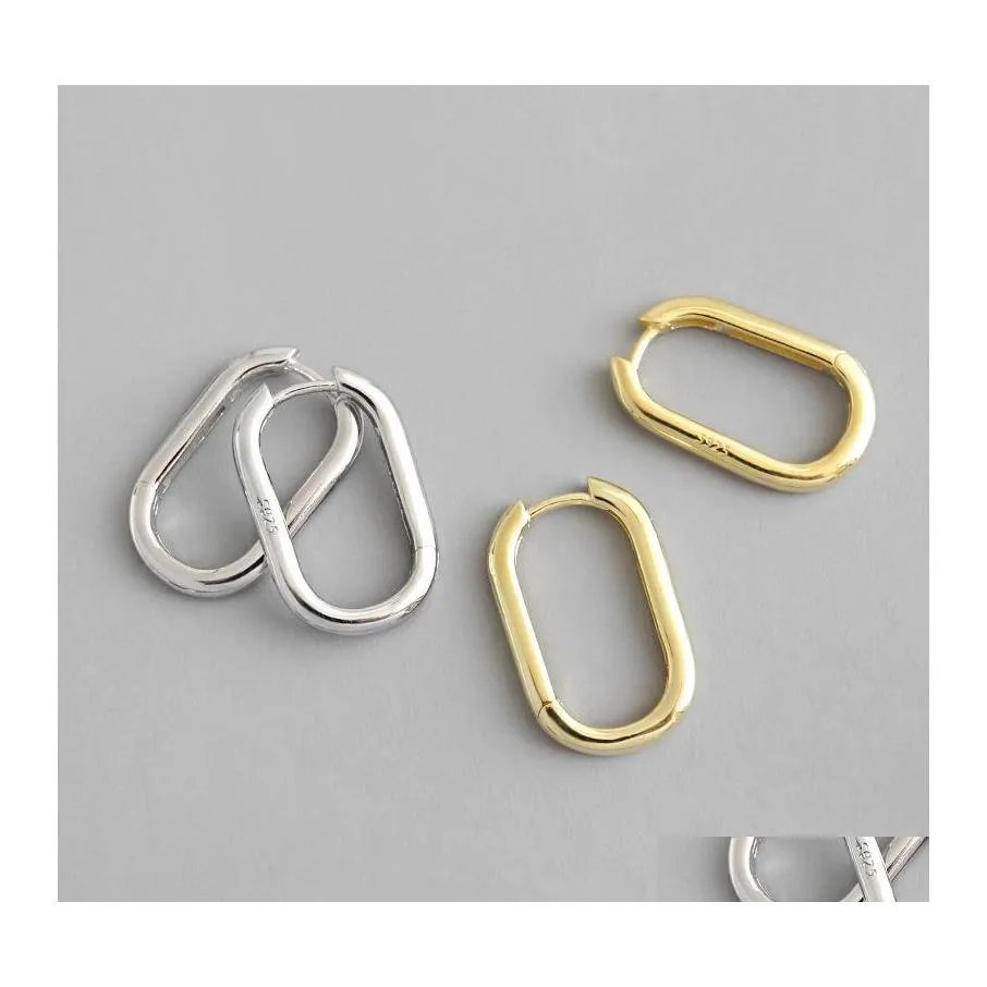 Hoop Huggie 100 Pure 925 Sterling Sier Boucles D'oreilles Pour Femmes Punk Cool Ins Minimaliste Géométrique Ovale Cercle Boucle D'oreille Bijoux Yme483 Dro Otnak