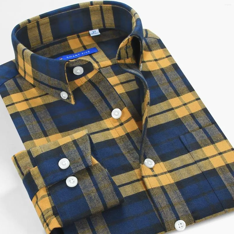 Męskie koszule Smart Five Flanel Shirt Men Ubranie Grube długi rękaw w kratę Slim Fit Vintage 2022 Man