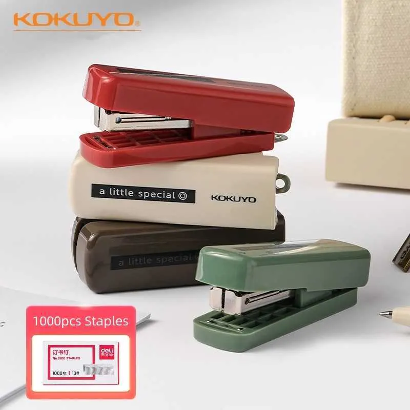 Kokuyo A Little Special Mini Color Stapler Set with 1000pcs 10N Staples Portable Paper Binder Office Binding School A7275