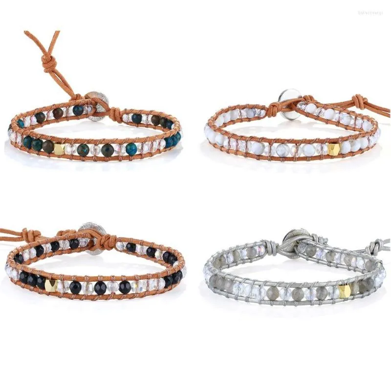 Bracelets de charme Kelitch Crystal Stone Stone Mulheres de couro Acessórios de jóias ajustáveis ​​Bracelete de moda feminina por atacado