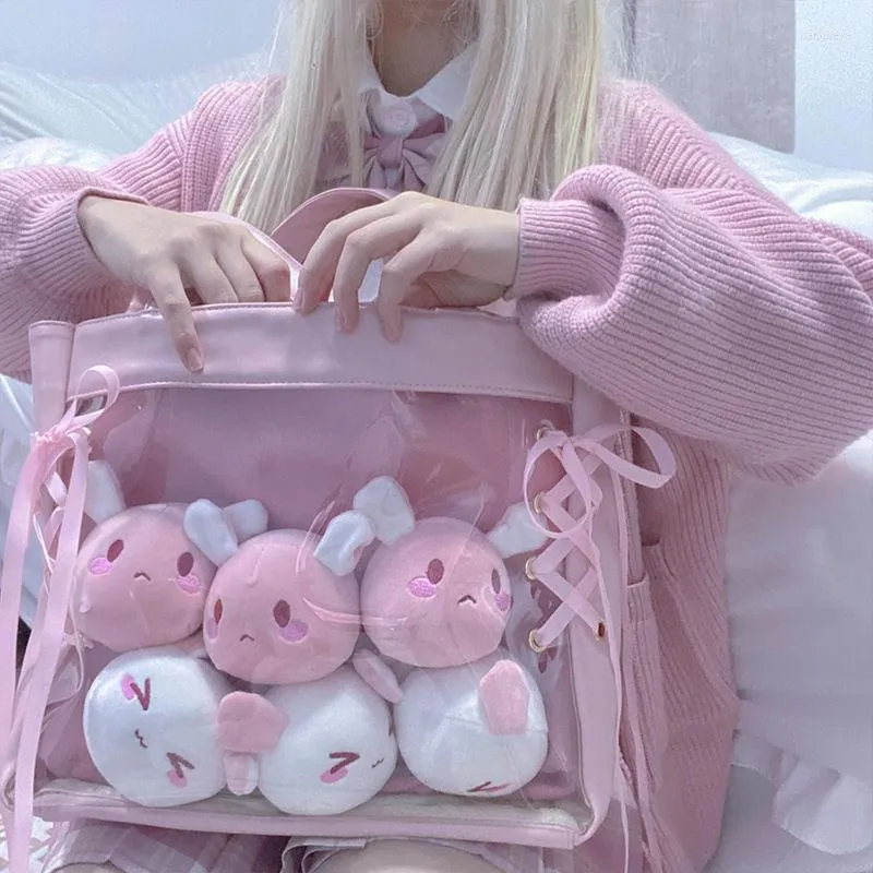 Kvällspåsar Yuocl Harajuku Kawaii Ita Bag 2022 Japanese JK Lolita Söt axel för kvinnor mjuk läder stor kapacitet duk tot shopper