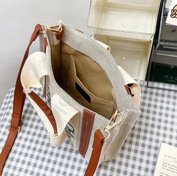 Hot sell fashionable Tote shoulder bags shopping bag canvas leisure chl0e Beach handbag with Shoulder strap Beautiful gift