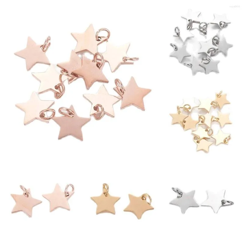 Charms 10pcs 304 из нержавеющей стали маленькая звездная шарм винтажный подвеска для ожерелья браслет серьга свисание