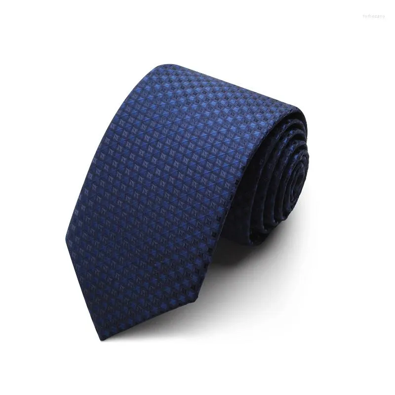 Papillon 2022 Fasion Blu Plaid Tessuto Jacquard Per Gli Uomini 7 centimetri Cravatta Standard Festa di Nozze Affari da Uomo Con Cravatta confezione regalo