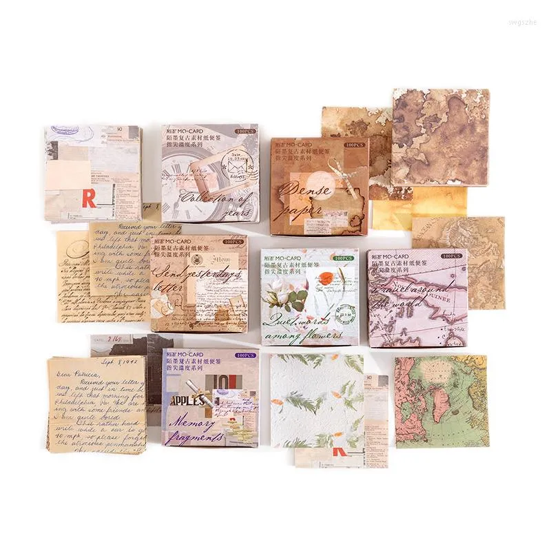 Подарочная упаковка 20Packs Vintage Material Backing Paper Boblemed Memo note Pad Book Bone