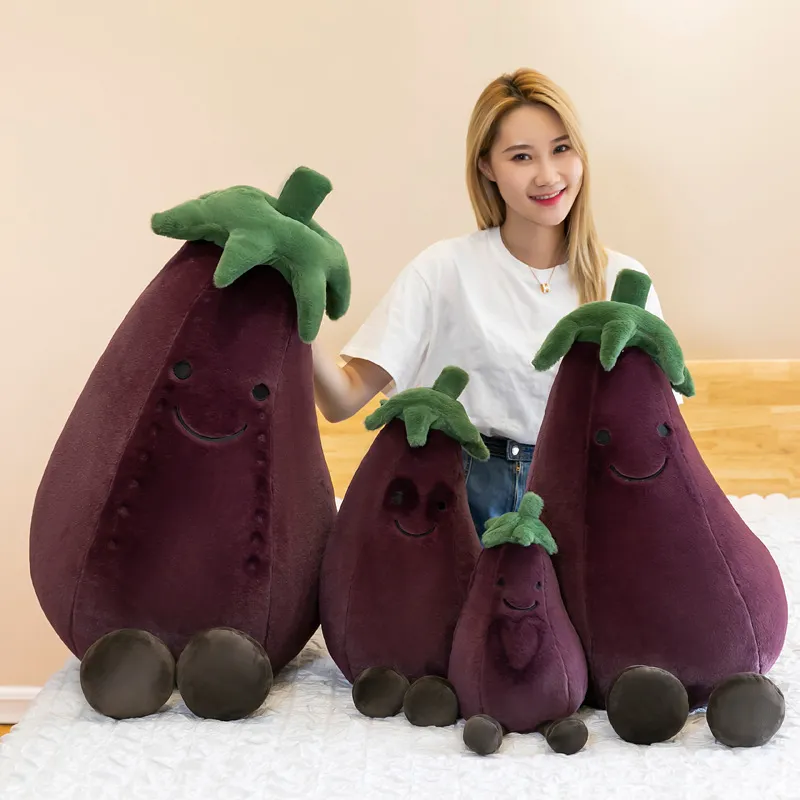 Parody Vegetable Series Plush Toy Long Legs Funny Eggplant Doll Pillow for Girlfriend Christmas Gift Halloween Prop DY10121