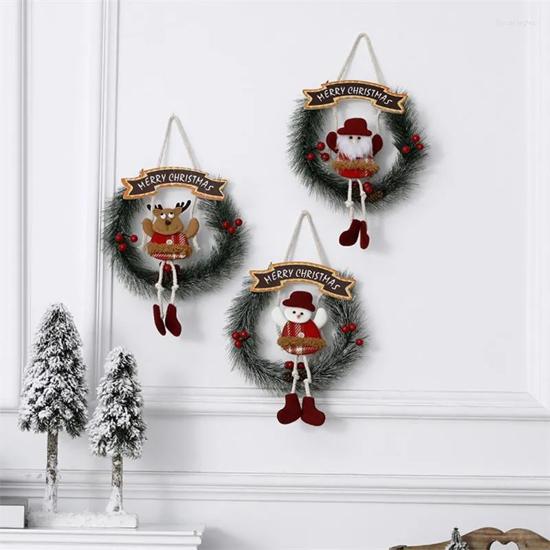 Christmas Decorations 2022 Year Decoration For Home Navidad Door Tree Window Wall Wreaths Garland Pine Elk Snowman Santa Claus Ornament