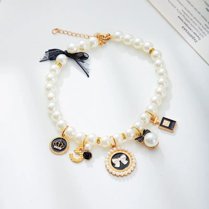 Dog Collars Good Pet Collar Attractive Necklace Allergy Free Decorative Faux Pearl Bow-knot Jewelry