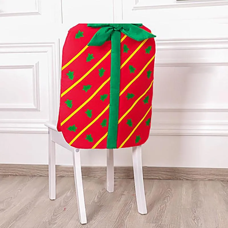 Chair Covers Christmas Decoration Striped Gift Bag Bow Back Cover El Restaurant Home