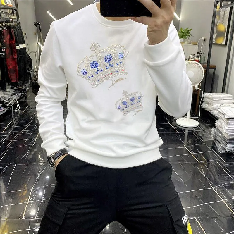 Men's Hoodies Fall/Winter Hoodie Comfortable Warm Pullover Round Neck Luxury Diamond Handsome Sweatshirt Oversized