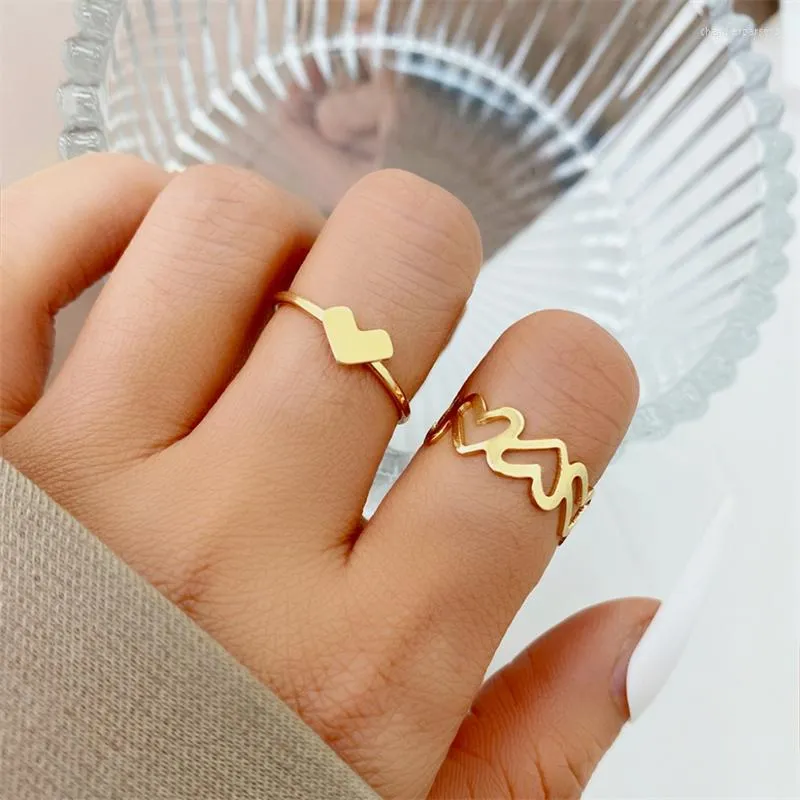 Cluster Ringe 17 km Herz Set Vintage Hohl Schwarz Ring Für Frauen Trendy Silber Farbe Männer Liebhaber Koreanische Geometrische Finger schmuck Geschenk