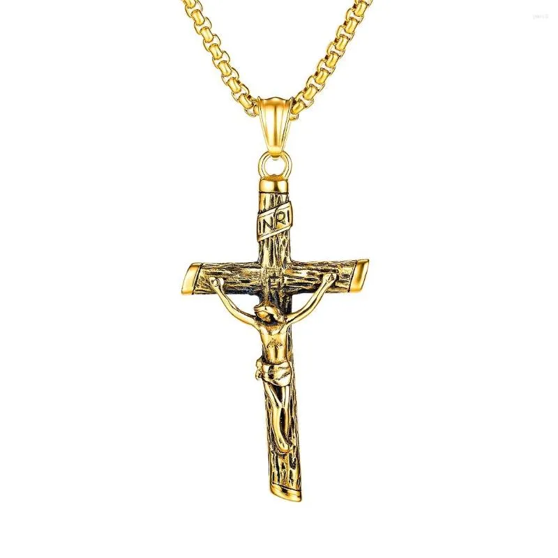 Pendentif colliers DARHSEN noir mâle hommes jésus croix chrétien collier chaîne en acier inoxydable mode bijoux 2022