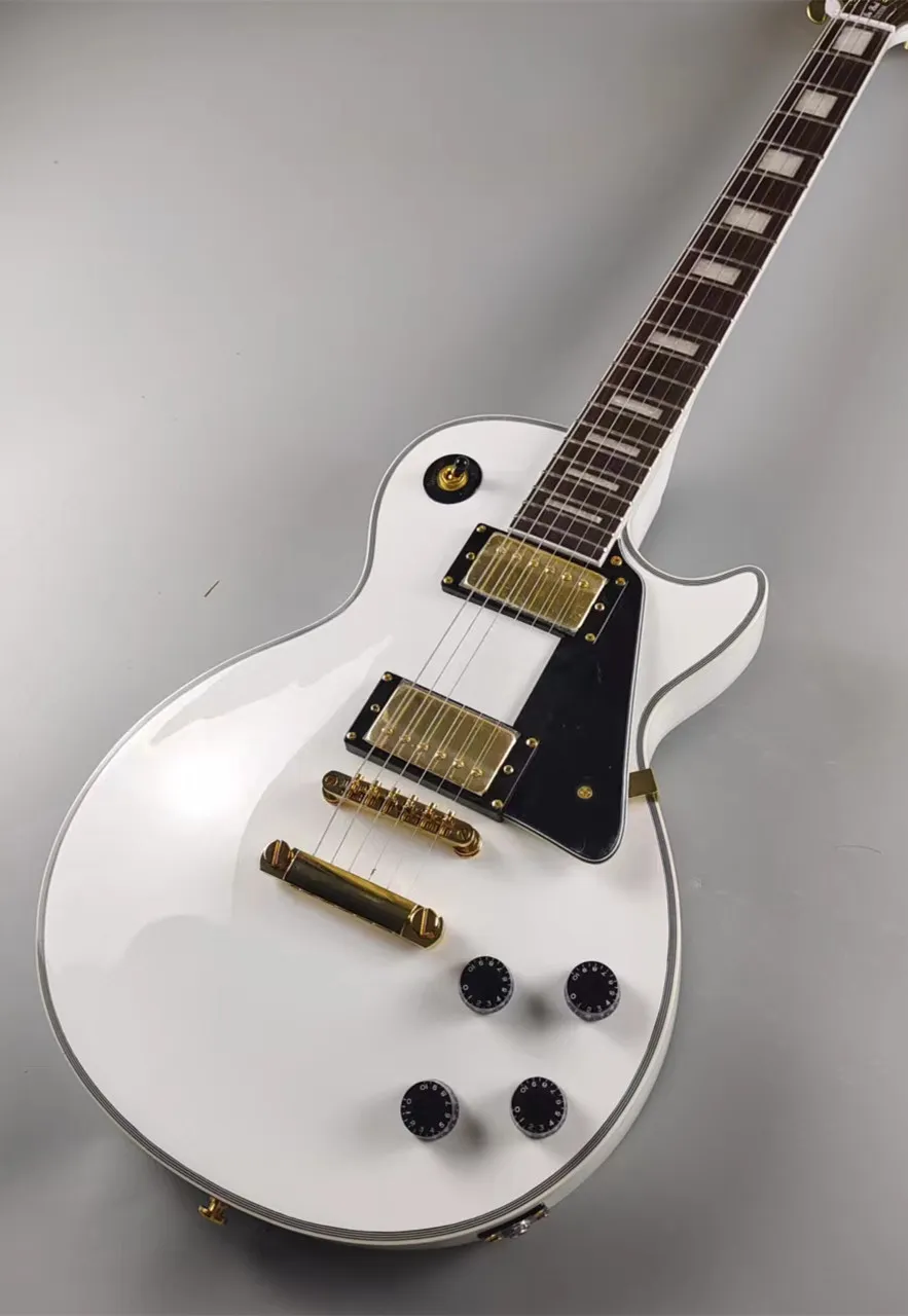 LP customized electric guitar mahogany white bright gold accessories and cartridge quick package