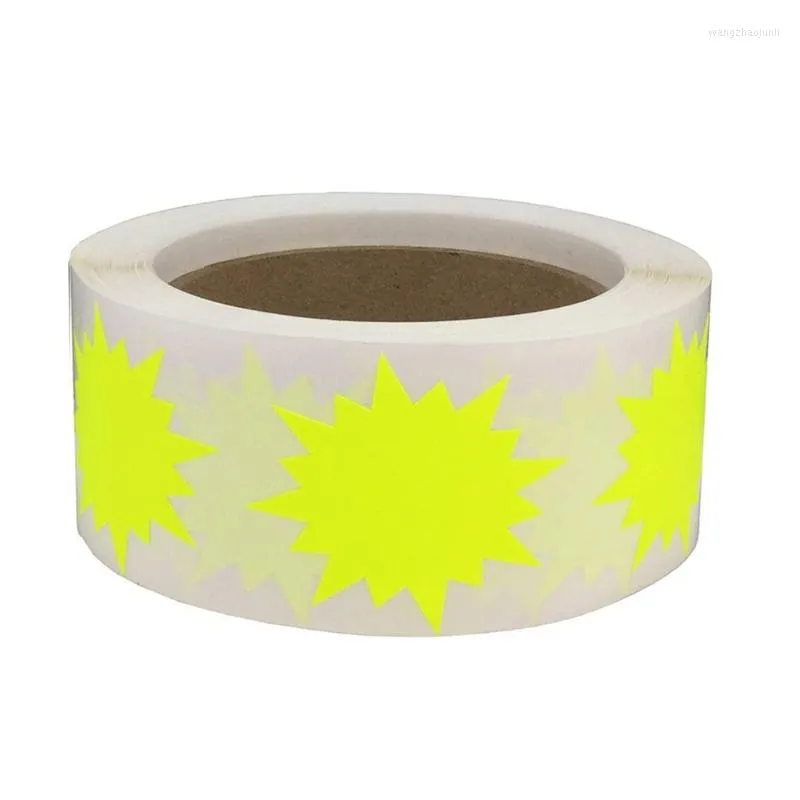 Gift Wrap 652F 500 Pcs Fluorescent Color Label Stickers Serrated Explosion Self Adhesive Awards Penalty