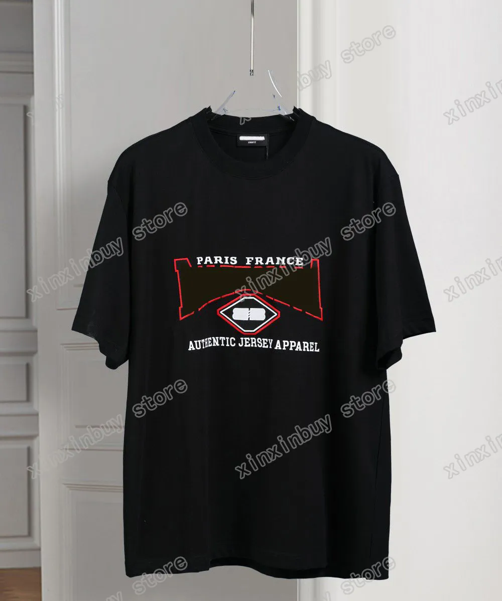 xinxinbuy T-shirt da uomo firmata distrutta T-shirt Paris Red lettere ricamo cotone manica corta donna kaki Albicocca nero S-2XL