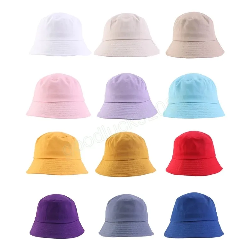 Unisex Cotton Bucket Hat Candy Plain Color Outdoor Travel Rishing Sunscreen Cap