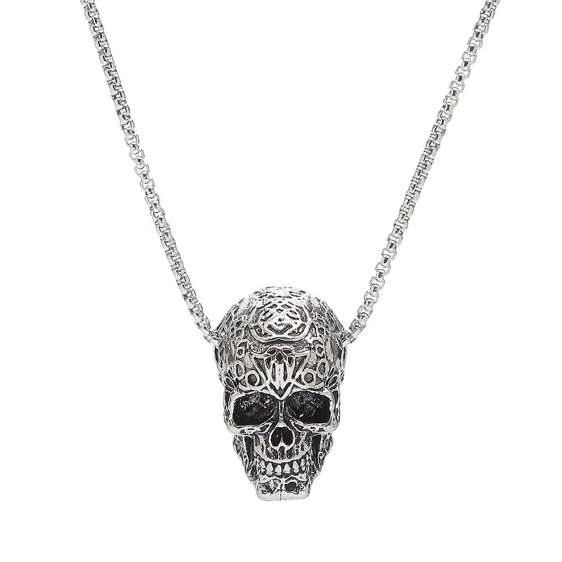 Stainless Steel Skull Pendant Necklace Trendy Men And Women Personality Domineering Design Necklace