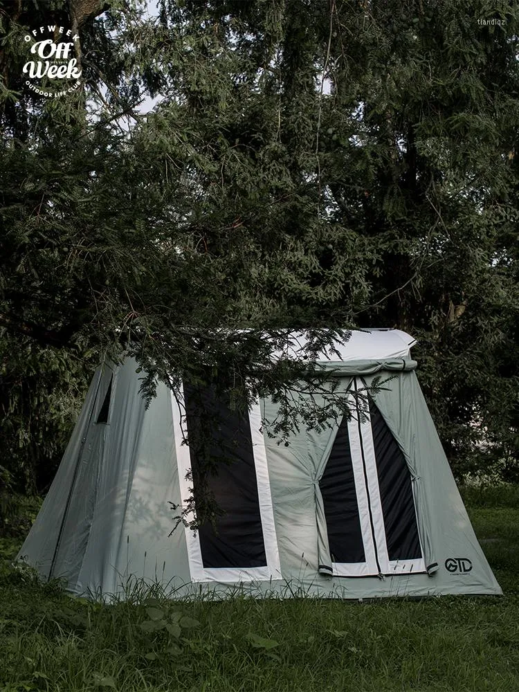 T￤lt och skyddsrum Offweek GTD 4 Persons Bomull Camping T￤lt Stort Space Outdoor Spring Glamping med markduk