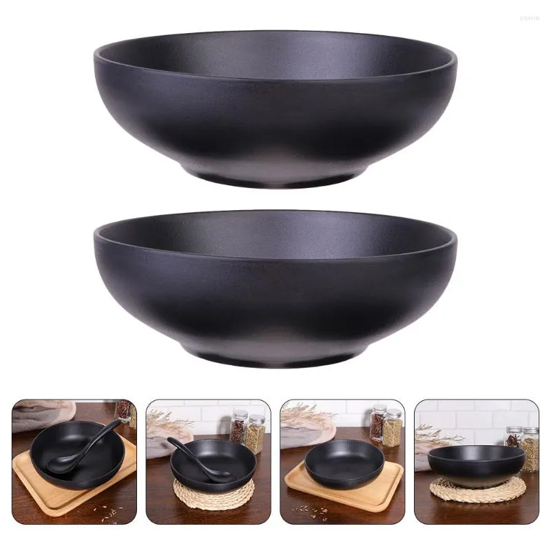 Bowls 2 Pcs Imitation Porcelain Rice Bowl Stainless Steel Serving Utensils Round Soup Chinese Melamine Dessert