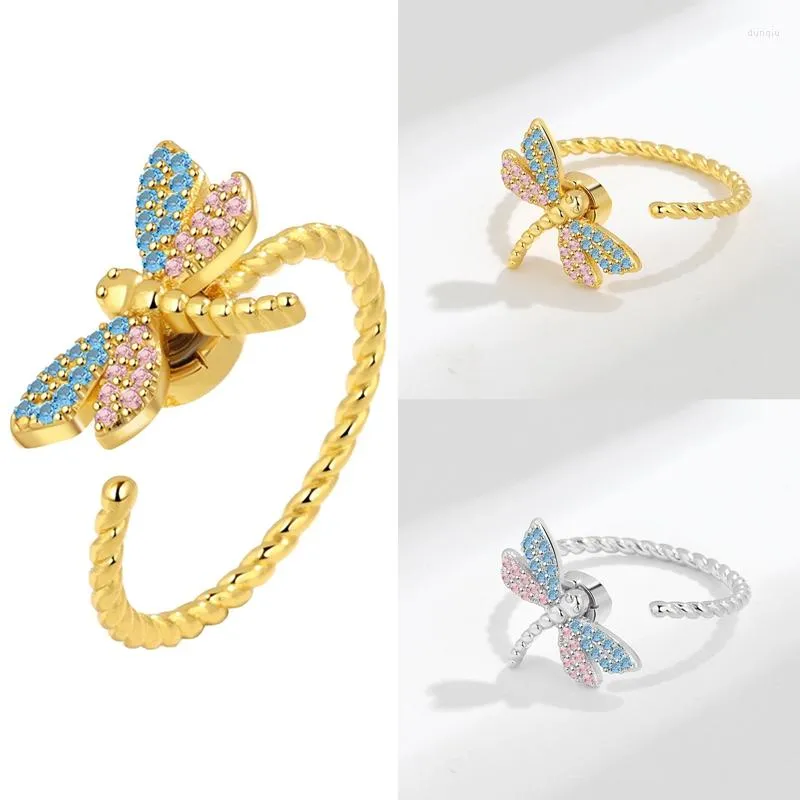 Anelli a grappolo Fashion Dragonfly Spins Ring Wedding Engagement Party Charm Jewelry per le donne