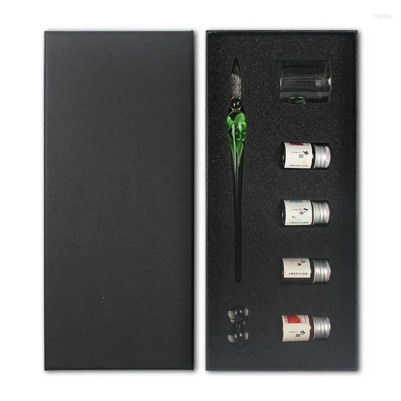 Creative Crystal Glass Dip Pen Art Font Gel Fountain Set Exquisite Gift Box Supplies Offices School Stationery