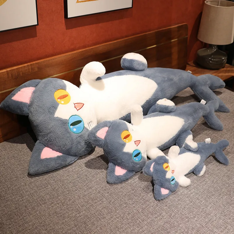 Cute Shark Cat Plush Toy Big Soft Animal Sharks Whale Doll Sleeping Pillow for Girl Kids Christmas Gift Decoration 135cm 53inch DY10127