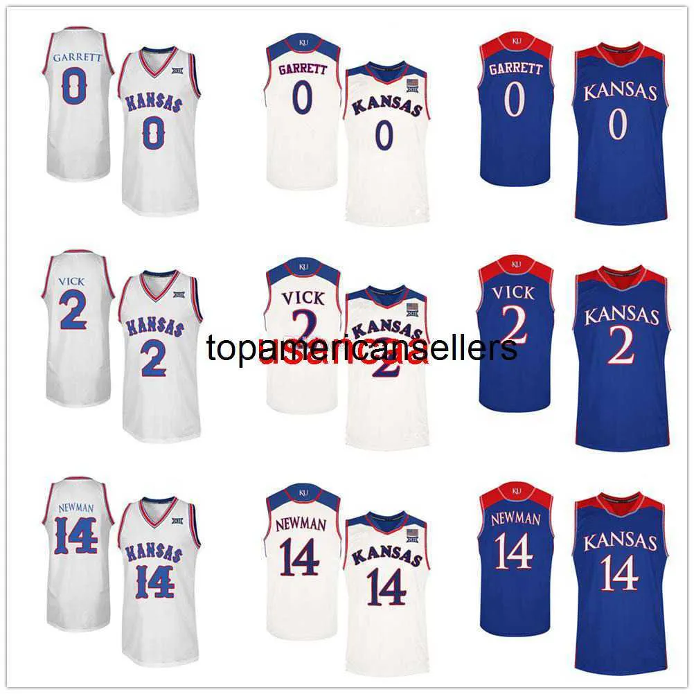 Kansas Jay College Marcus Garrett #0 Malik Newman #14 Lagerald Vick #2 Basketball Jerseys Mens Stitched Custom Any Number Name